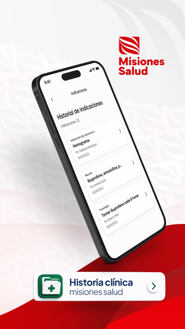 Historial de indicaciones de la app Misiones Salud.