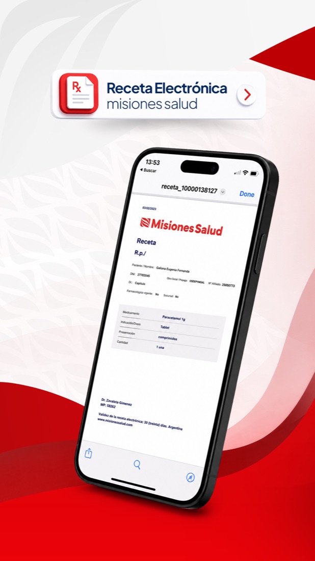 Receta electrónica emitida en Misiones Salud.